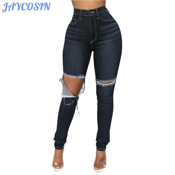 women's jeans jaycosin women clothes skinny elastic slim pencil femme fashion hole ripped cotton denim trousers ladies 2021, Blue
women's jeans jaycosin women clothes skinny elastic slim pencil femme fashion hole ripped cotton denim trousers ladies 2021, Blue