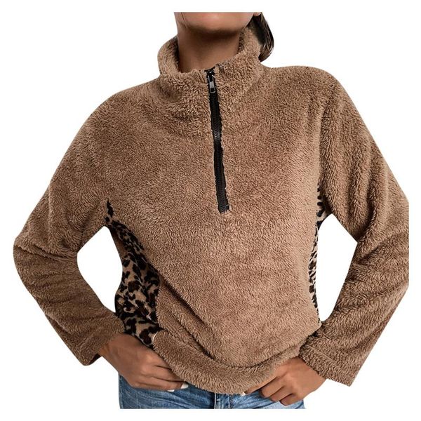 women's hoodies & sweatshirts plush streetwear womens leopard patchwork casual winter fleece long sleeve pullover zipper turtlenecks, Black
women's hoodies & sweatshirts plush streetwear womens leopard patchwork casual winter fleece long sleeve pullover zipper turtlenecks, Black