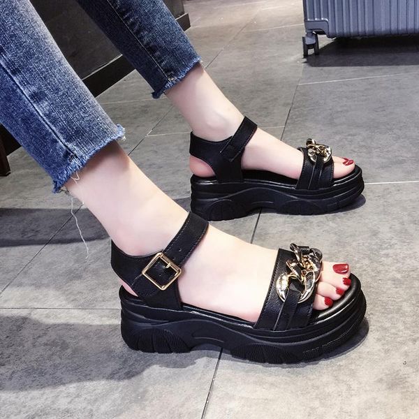 sandals 5.5 cm thick-soled metal decorative ladies sports summer buckle roman casual shoes non-slip wear-resistant., Black
sandals 5.5 cm thick-soled metal decorative ladies sports summer buckle roman casual shoes non-slip wear-resistant., Black