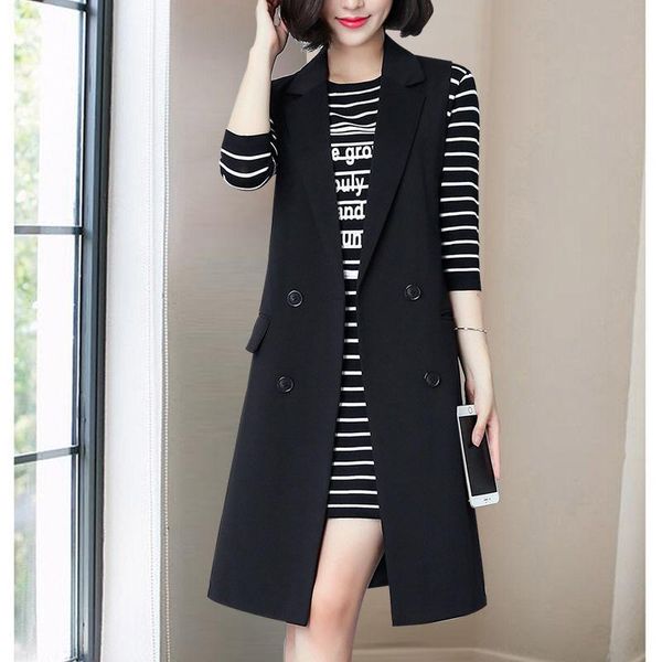 women's vests spring autumn women 2021 fashion solid double breast waistcoat female vintage suit collar sleeveless outerwear veste femm, Black;white
women's vests spring autumn women 2021 fashion solid double breast waistcoat female vintage suit collar sleeveless outerwear veste femm, Black;white