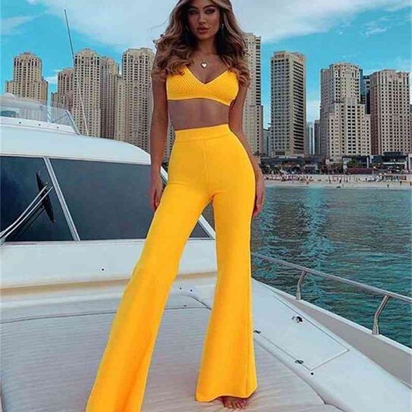 capris v neck yelllow red 2 piece bandage celebrity designer fashion women's set, Black;white
capris v neck yelllow red 2 piece bandage celebrity designer fashion women's set, Black;white