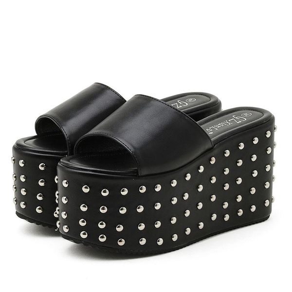 slippers rivet brand design comfy walking sandals for women gothic style extreme platform heel outdoor demonia thick bottom, Black
slippers rivet brand design comfy walking sandals for women gothic style extreme platform heel outdoor demonia thick bottom, Black
