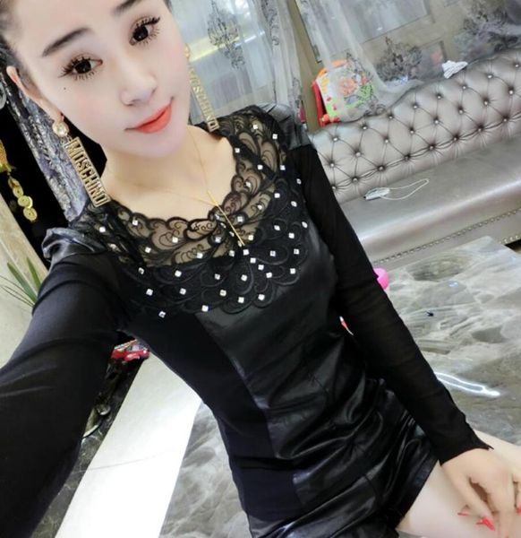 women's 2021 autumn and winter plus velvet thickening lace gauze pu leather splicing slim warm blouse r1691 blouses & shirts, White
women's 2021 autumn and winter plus velvet thickening lace gauze pu leather splicing slim warm blouse r1691 blouses & shirts, White