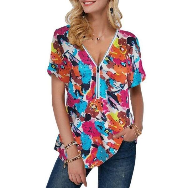 women's t-shirt women summer v-neck zipper loose print short sleeve harajuku casual female tee t shirt for clothing, White
women's t-shirt women summer v-neck zipper loose print short sleeve harajuku casual female tee t shirt for clothing, White