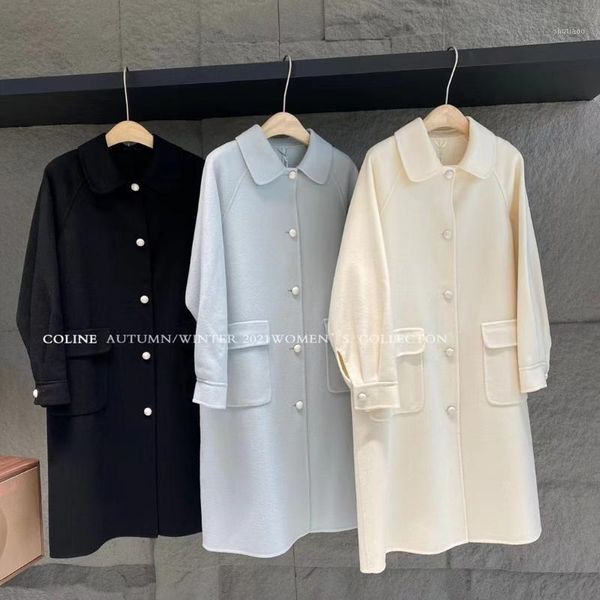 women's wool & blends coline double sided coat female uus medium length apm autumn winter doll collar cashmere c10218, Black
women's wool & blends coline double sided coat female uus medium length apm autumn winter doll collar cashmere c10218, Black