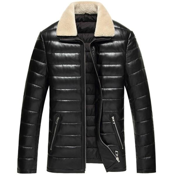 men's leather & faux real jacket men autumn winter down warm sheepskin coat lamb wool collar 2022 chaqueta hombre pph2556, Black
men's leather & faux real jacket men autumn winter down warm sheepskin coat lamb wool collar 2022 chaqueta hombre pph2556, Black