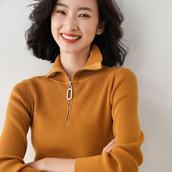 women's sweaters 20 knitwear long sleeve pullover sweater with half height zipper, slim fitting base coat and tight non cashmere, White;black
women's sweaters 20 knitwear long sleeve pullover sweater with half height zipper, slim fitting base coat and tight non cashmere, White;black