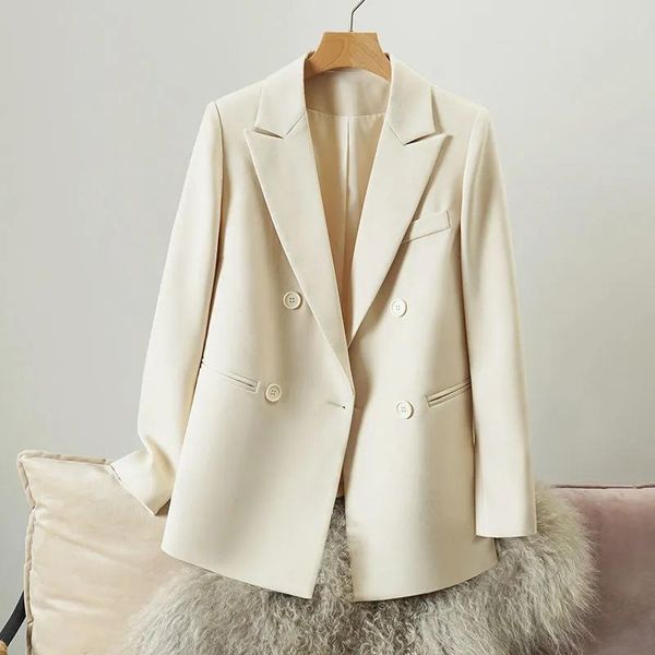 women's suits & blazers women fashion double breasted loose fitting blazer coat vintage long sleeve pockets female outerwear woman suit, White;black
women's suits & blazers women fashion double breasted loose fitting blazer coat vintage long sleeve pockets female outerwear woman suit, White;black