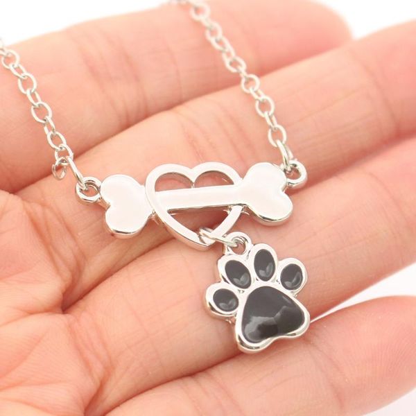 pendant necklaces dog print necklace heart bone jewelry gifts for owner, Silver
pendant necklaces dog print necklace heart bone jewelry gifts for owner, Silver