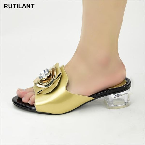dress shoes arrival nigerian pumps rhinestone slippers peep toe party shoe elegant fashion casual women sandals plus size, Black