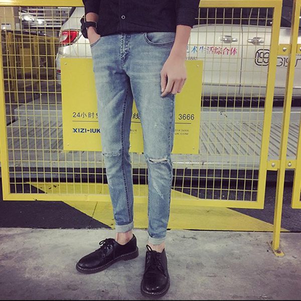 men's jeans whitening korean version of the self-cultivation stretch feet pants tide casual knee hole large size long, Blue
men's jeans whitening korean version of the self-cultivation stretch feet pants tide casual knee hole large size long, Blue