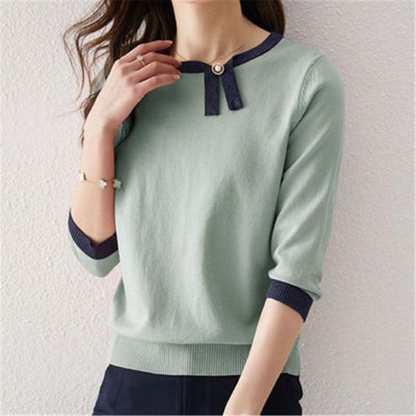 women's sweaters fashion korean sweater women 's knitwear 2021 autumn contrast color asymmetric 3/4 sleeve pullover, White;black
women's sweaters fashion korean sweater women 's knitwear 2021 autumn contrast color asymmetric 3/4 sleeve pullover, White;black