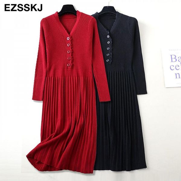 casual dresses elegant long sleeve ol v-neck midi sweater dress women thick knit autumn winter female slim a-line basic, Black;gray
casual dresses elegant long sleeve ol v-neck midi sweater dress women thick knit autumn winter female slim a-line basic, Black;gray