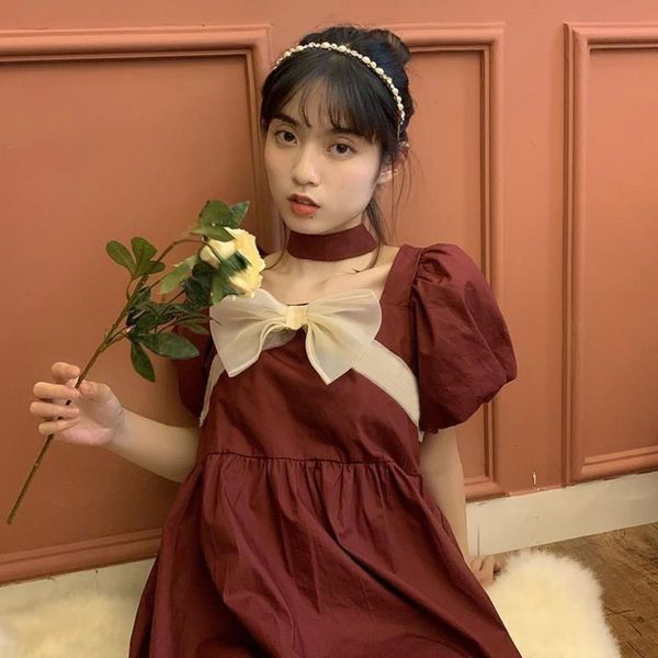 luxury casual dresses bow solid dr's 2021 summer style square neck bubble sleeve sweet princs skirt, Black;gray
luxury casual dresses bow solid dr's 2021 summer style square neck bubble sleeve sweet princs skirt, Black;gray
