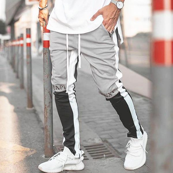men's pants autumn 2021 fashion brand sports casual splicing slim cotton fitness, Black 
men's pants autumn 2021 fashion brand sports casual splicing slim cotton fitness, Black