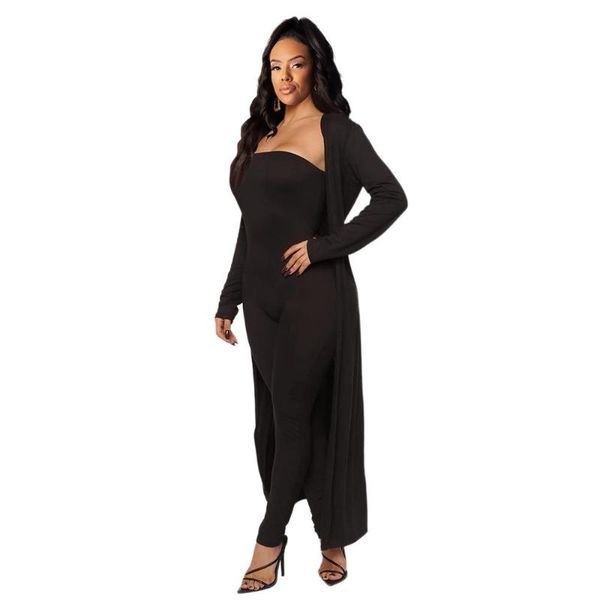 two piece dress women style solid color outfit strapless jumpsuits and long robe set spring suit, White
two piece dress women style solid color outfit strapless jumpsuits and long robe set spring suit, White