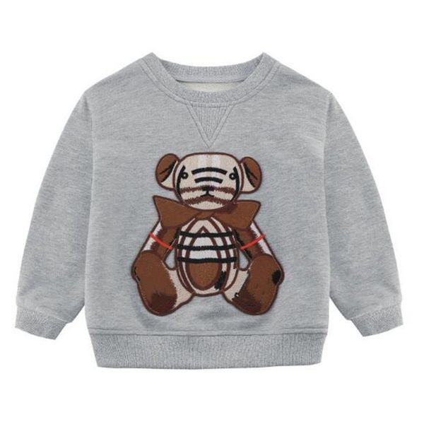 

Cotton Kids Sweatshirts Boys Girls Hoodies Loose Fashion Little Bear Printed Streetwear Hiphop Pullover Tops Children Casual Sweatshirt Baby Clothing, Gray