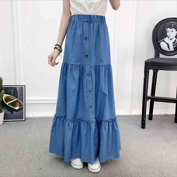90cm length denim spring elastic women skirts high waist button shirring patchwork ruffle long maxi skirt beho jeans falda, Black
90cm length denim spring elastic women skirts high waist button shirring patchwork ruffle long maxi skirt beho jeans falda, Black