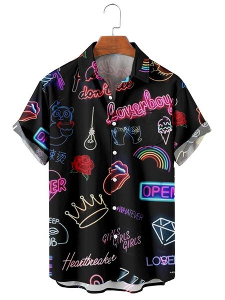 men's casual shirts 2021 short sleeve lapel shirt large size neon lights 1 3d printed with pocket, White;black
men's casual shirts 2021 short sleeve lapel shirt large size neon lights 1 3d printed with pocket, White;black