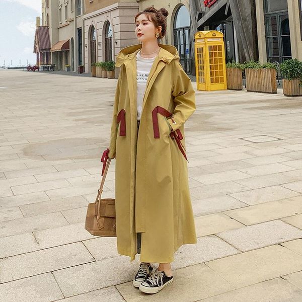 women's trench coats hooded windbreaker 2021 spring autumn long korean loose sleeves fashion stitching casual coat female 7z, Tan;black
women's trench coats hooded windbreaker 2021 spring autumn long korean loose sleeves fashion stitching casual coat female 7z, Tan;black
