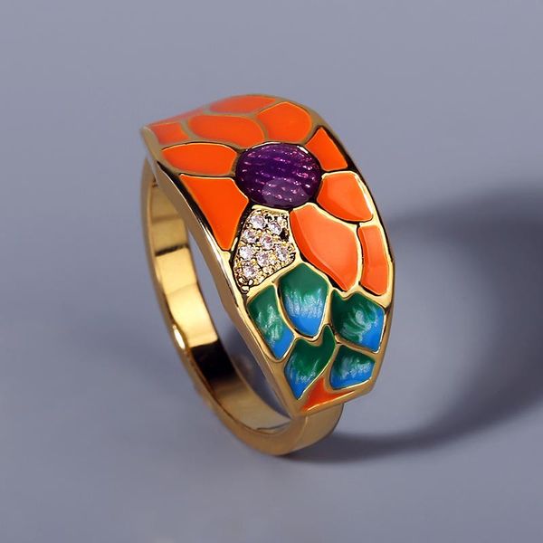 exquisite handmade enamel epoxy ladies golden ring sunflower orange zircon party jewelry 925 silver cluster rings, Golden;silver
exquisite handmade enamel epoxy ladies golden ring sunflower orange zircon party jewelry 925 silver cluster rings, Golden;silver