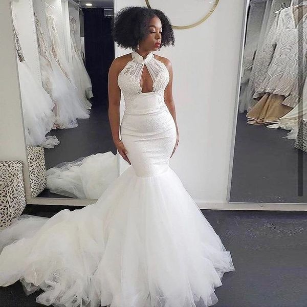 african mermaid wedding dresses hollow out sleeveless fashion bridal gowns tulle sweep train beading vestidos, White
african mermaid wedding dresses hollow out sleeveless fashion bridal gowns tulle sweep train beading vestidos, White