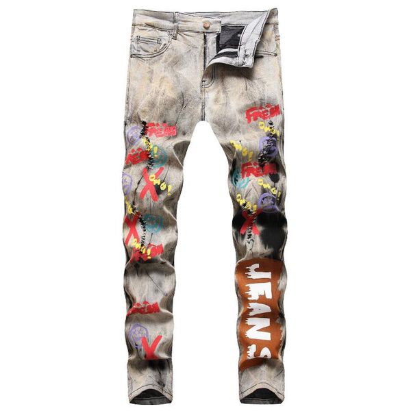 men's jeans street trendy black tie-dye nostalgic male personality stamping painted printing high-quality pants, Blue
men's jeans street trendy black tie-dye nostalgic male personality stamping painted printing high-quality pants, Blue