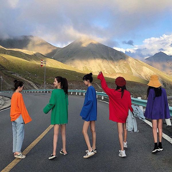 women's oversize tee 2021 korean style spring autumn loose lazy wind pure color long-sleeved bottom t-shirt, White
women's oversize tee 2021 korean style spring autumn loose lazy wind pure color long-sleeved bottom t-shirt, White