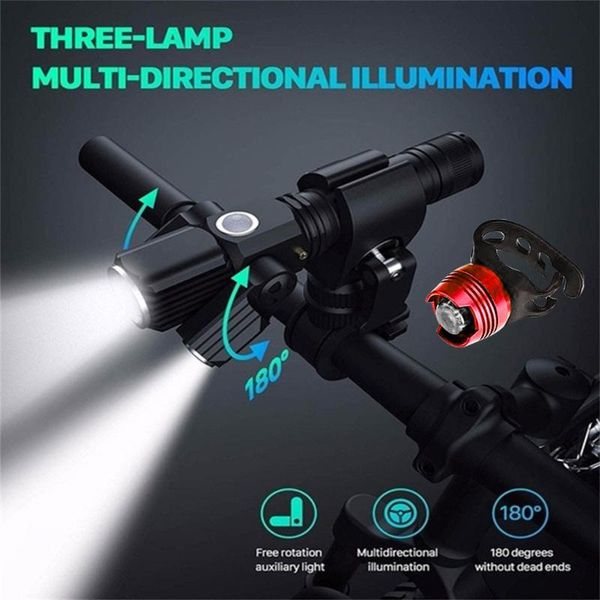 bike lights t6 l2led aluminum alloy multifunction three lamp head aircraft shape bicycle light luz bicicleta luces 
bike lights t6 l2led aluminum alloy multifunction three lamp head aircraft shape bicycle light luz bicicleta luces