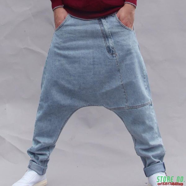 men low drop crotch baggy loose jeans cowboy cross-pants streetwear dance harem trousers harajuku hip hop denim jogger pants men's, Blue
men low drop crotch baggy loose jeans cowboy cross-pants streetwear dance harem trousers harajuku hip hop denim jogger pants men's, Blue