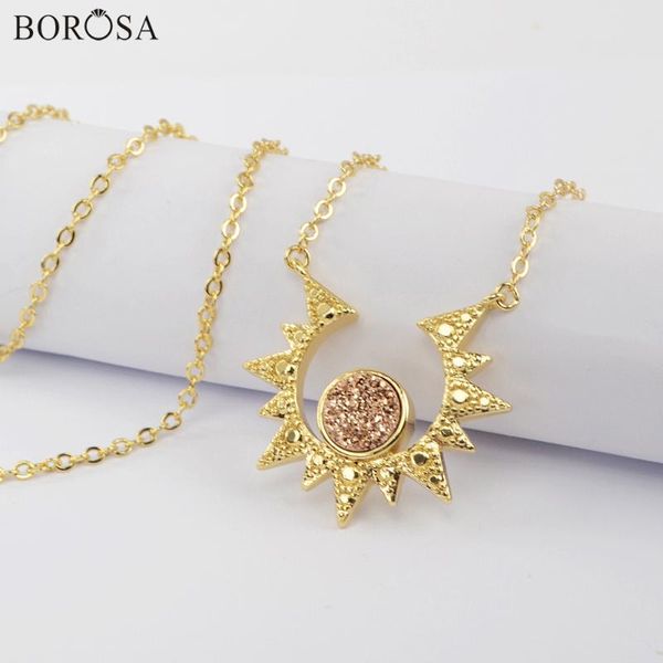 pendant necklaces borosa natural agates titanium druzy necklace 18'' gold sun drusy statement women trendy jewelry zg0439, Silver
pendant necklaces borosa natural agates titanium druzy necklace 18'' gold sun drusy statement women trendy jewelry zg0439, Silver