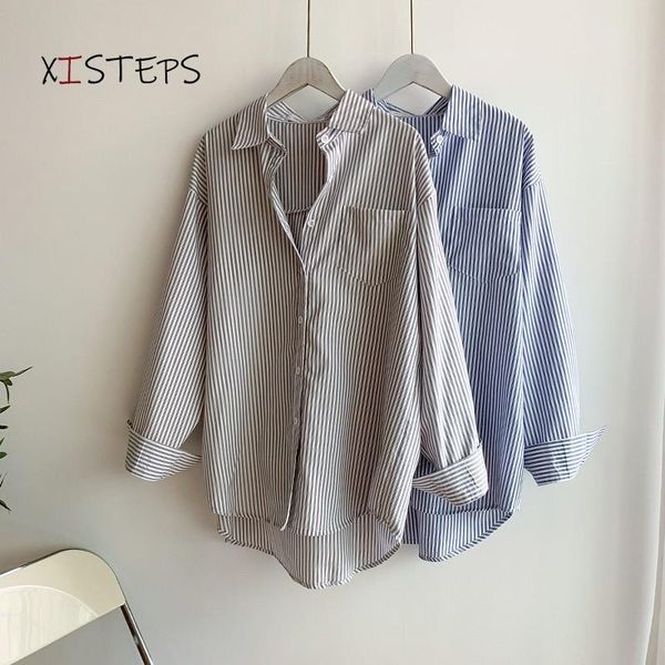 women's blouses & shirts loose striped woman 2021 long sleeve oversized female turn-down collar korean style clothings, White
women's blouses & shirts loose striped woman 2021 long sleeve oversized female turn-down collar korean style clothings, White