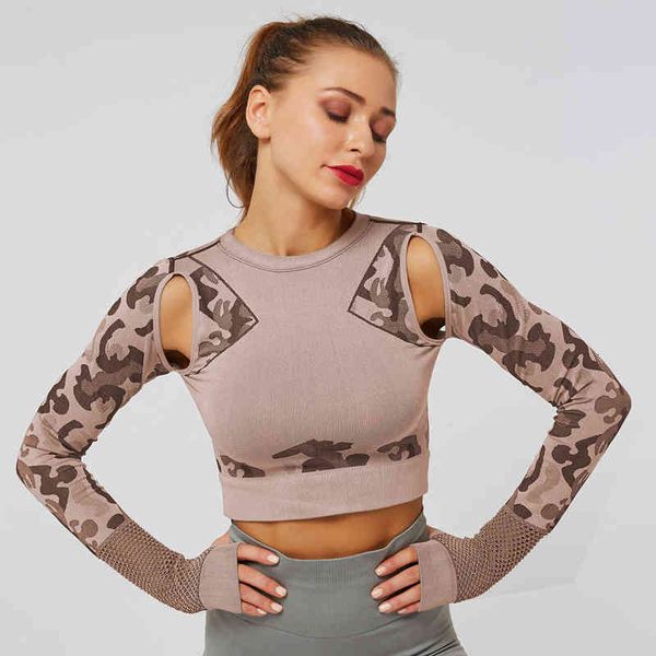 women's jackets camouflage seamls tight long sleeve fitns cloth women's yoga top, White
women's jackets camouflage seamls tight long sleeve fitns cloth women's yoga top, White