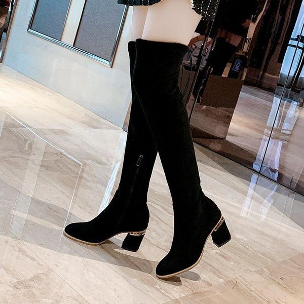 boots winter stretch flocking slim-fit over-the-knee women's mid-heel high-heeled thigh botta shoes, Black
boots winter stretch flocking slim-fit over-the-knee women's mid-heel high-heeled thigh botta shoes, Black