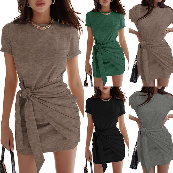 womens dresses summer knotted casual streetwear fashion solid colors short sleeve cotton dress sexy, Black;gray
womens dresses summer knotted casual streetwear fashion solid colors short sleeve cotton dress sexy, Black;gray