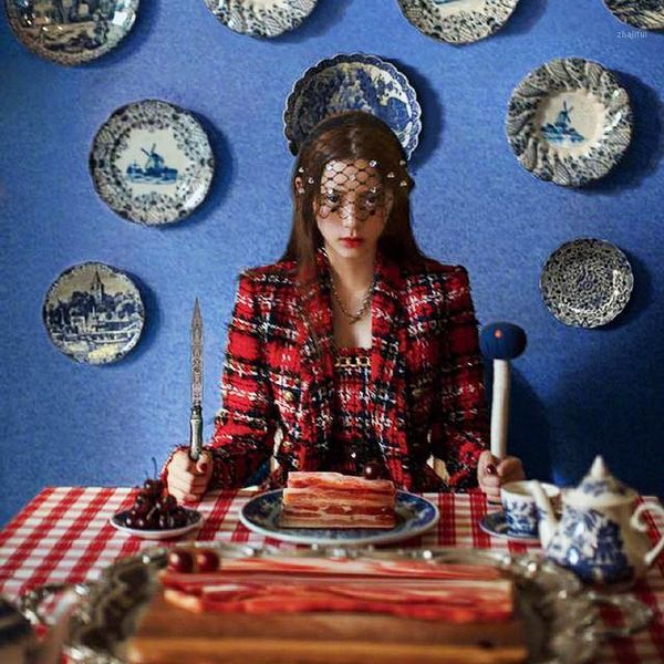 two piece dress red plaid suit coat female tassel tweed shorts fashion celebrity three, White
two piece dress red plaid suit coat female tassel tweed shorts fashion celebrity three, White