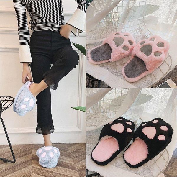 women's shoes cartoon pink slippers plush warm kawaii home flat non-slip cat claw zapatillas mujer, Black
women's shoes cartoon pink slippers plush warm kawaii home flat non-slip cat claw zapatillas mujer, Black