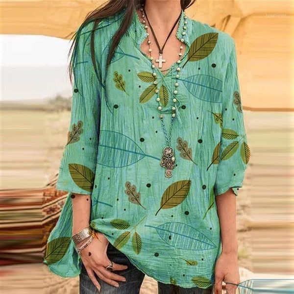 women vintage v-neck blouse shirts elegant 3/4 sleeve leaves printed office ladies casual plus size pullovers blusa women's blouses &, White
women vintage v-neck blouse shirts elegant 3/4 sleeve leaves printed office ladies casual plus size pullovers blusa women's blouses &, White