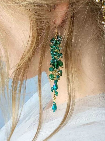 green bohe crystal bridal earrings for women jewelry party prom accessories handmade bride button ornament wedding gift, Golden
green bohe crystal bridal earrings for women jewelry party prom accessories handmade bride button ornament wedding gift, Golden
