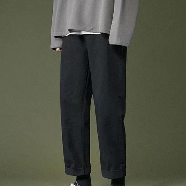 men's pants stylish leisure student autumn trousers ankle length solid color, Black
men's pants stylish leisure student autumn trousers ankle length solid color, Black