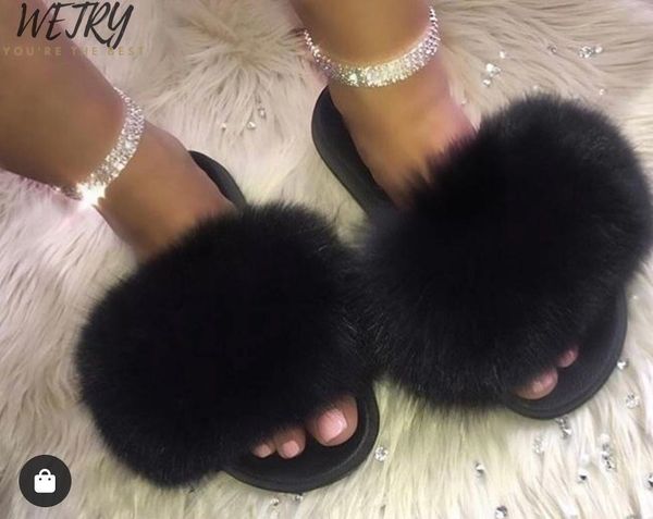 real fur slippers women home fluffy sliders with feathers furry summer flats sweet ladies shoes large size 45 pantufas, Black
real fur slippers women home fluffy sliders with feathers furry summer flats sweet ladies shoes large size 45 pantufas, Black