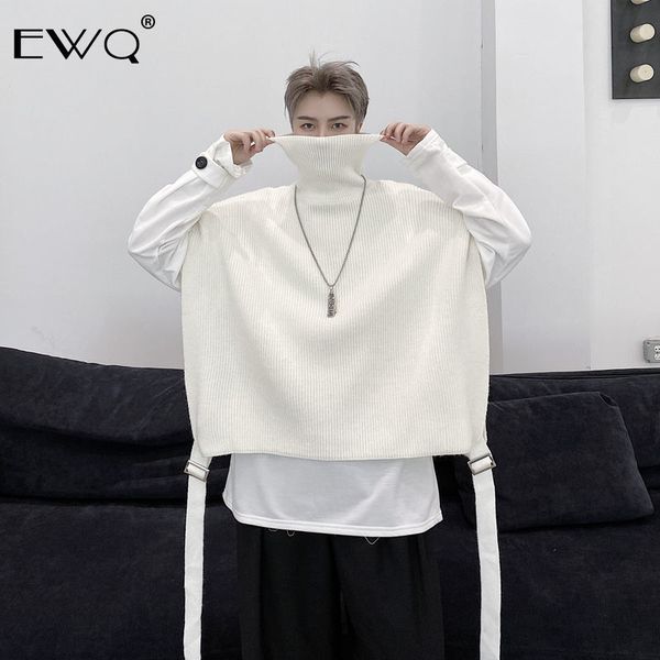 iefb men's wear spring sarge size cloth high collar ribbon metal buckle decorative male's knitted vest loose 9y4005 210524, White;black
iefb men's wear spring sarge size cloth high collar ribbon metal buckle decorative male's knitted vest loose 9y4005 210524, White;black
