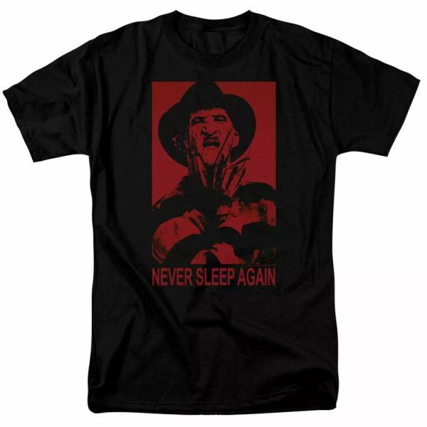 a nightmare on elm street never sleep again t shirt licensed horror movie black, White;black
a nightmare on elm street never sleep again t shirt licensed horror movie black, White;black