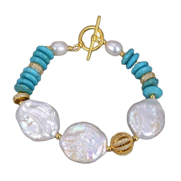 guaiguai jewelry natural freshwater white keshi rice coin pearl blue turquoises cz bracelet handmade for women lady fashion jewellry, Black
guaiguai jewelry natural freshwater white keshi rice coin pearl blue turquoises cz bracelet handmade for women lady fashion jewellry, Black