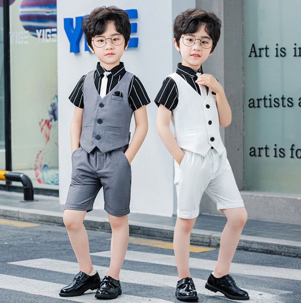 summer kids performance clothing sets boys v-neck waistcoat outwear+half pants+tie+stripe short sleeve shirts 4pcs children's day party, White
summer kids performance clothing sets boys v-neck waistcoat outwear+half pants+tie+stripe short sleeve shirts 4pcs children's day party, White