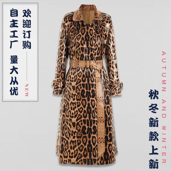 snakeskin long windbreaker jacket winter print 2021 personalized leather women's wear trench coats, Tan;black
snakeskin long windbreaker jacket winter print 2021 personalized leather women's wear trench coats, Tan;black