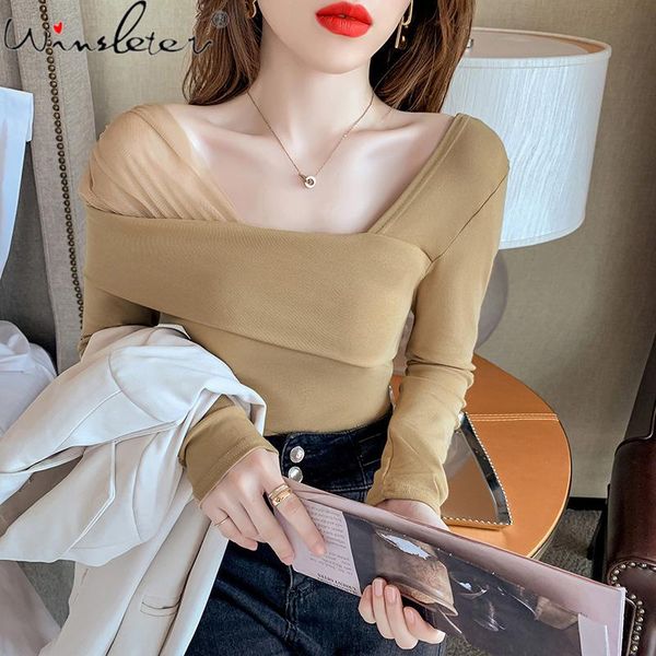 women's t-shirt spring fall korean style short chic oblique shoulder patchwork mesh women cotton bottoming shirt tees t11905a, White
women's t-shirt spring fall korean style short chic oblique shoulder patchwork mesh women cotton bottoming shirt tees t11905a, White