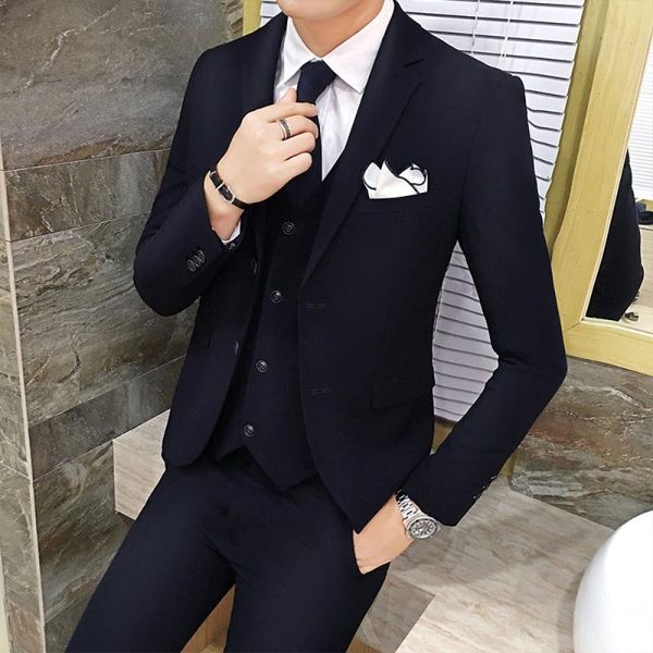 solid color three pieces suit for men summer slim business professional formal male groom wedding wear men's suits & blazers, White;black
solid color three pieces suit for men summer slim business professional formal male groom wedding wear men's suits & blazers, White;black