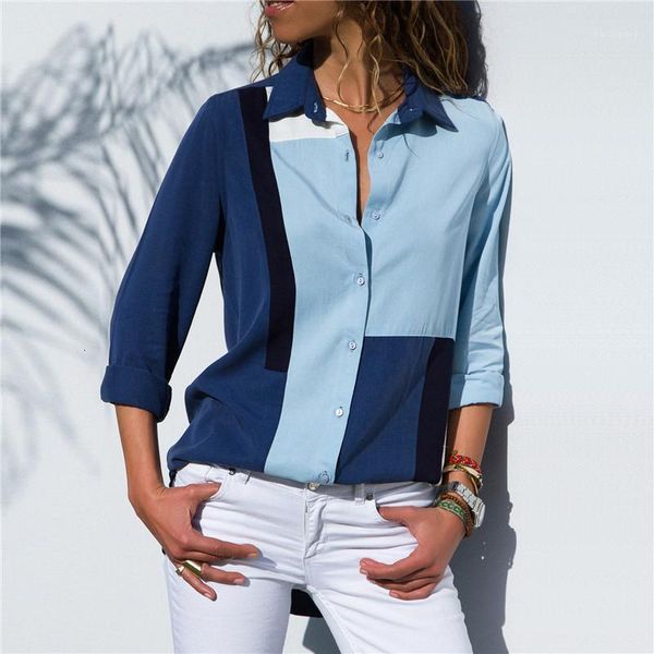 women's blouses & shirts women turn-down collar blouse shirt color block long sleeve autumn work female blusa mujer femininas sj531v1, White
women's blouses & shirts women turn-down collar blouse shirt color block long sleeve autumn work female blusa mujer femininas sj531v1, White