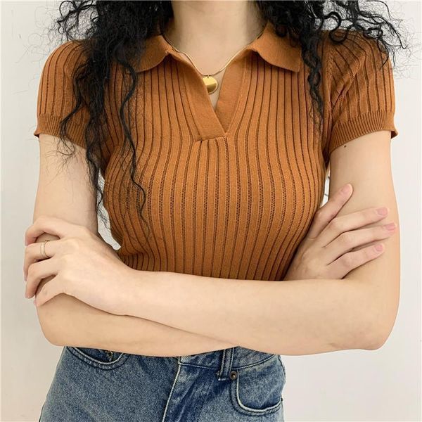 vintage shirt women short sleeve shirts summer knitted crop t korean white ribbed pink office lady1
vintage shirt women short sleeve shirts summer knitted crop t korean white ribbed pink office lady1